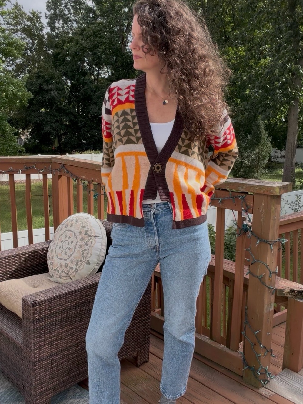 Sparrow Cardigan Sweater Western Boho Print in women’s size XL